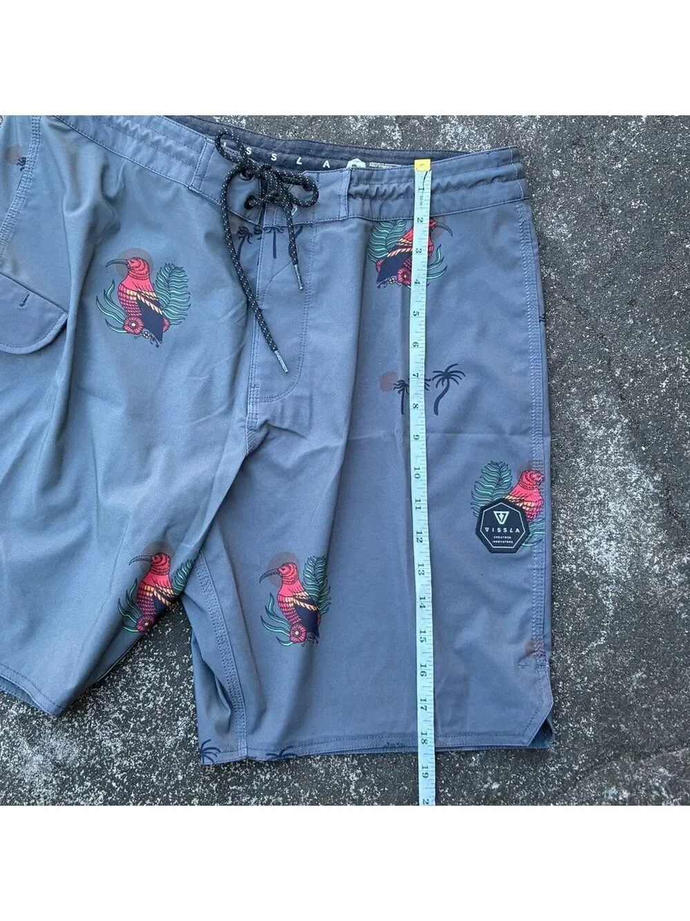 Vissla Tropical Bird in Paradise Boardshorts in Gray - Size 34